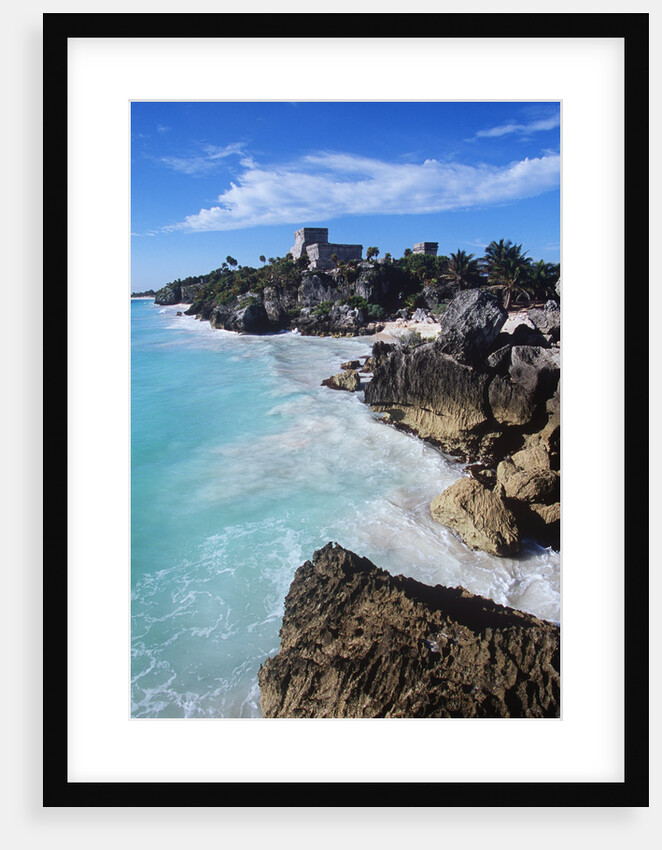 Mexico, Yucatan Peninsula, Carribean Sea at Tulum, the Only Mayan Ruin by Sea by Anonymous
