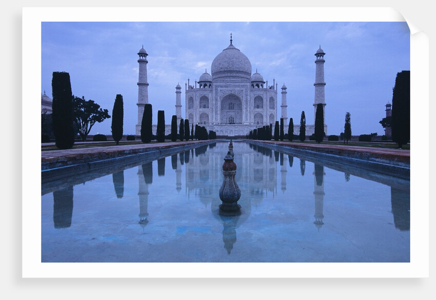 India, Uttar Pradesh, Agra, Taj Mahal, Built by Shah Jahan, Completed 1653 with Reflection in Pond by Anonymous