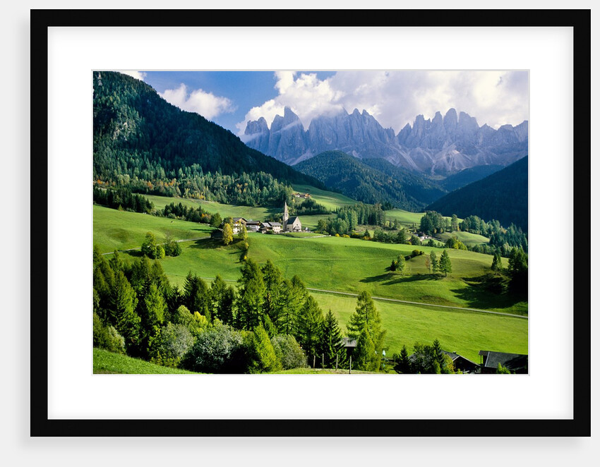 Santa Maddalena church in the Dolomites Mountains by Anonymous