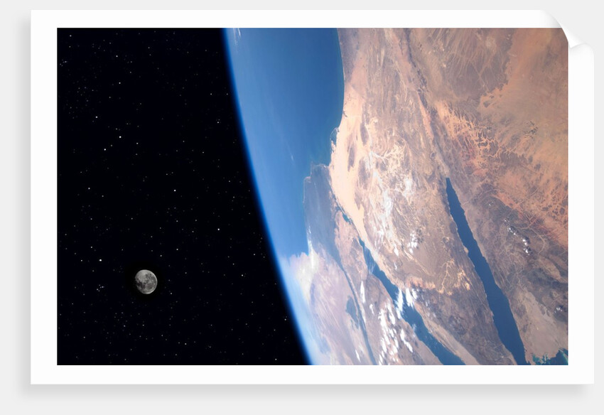 View of the Sinai Peninsula and the moon by Anonymous