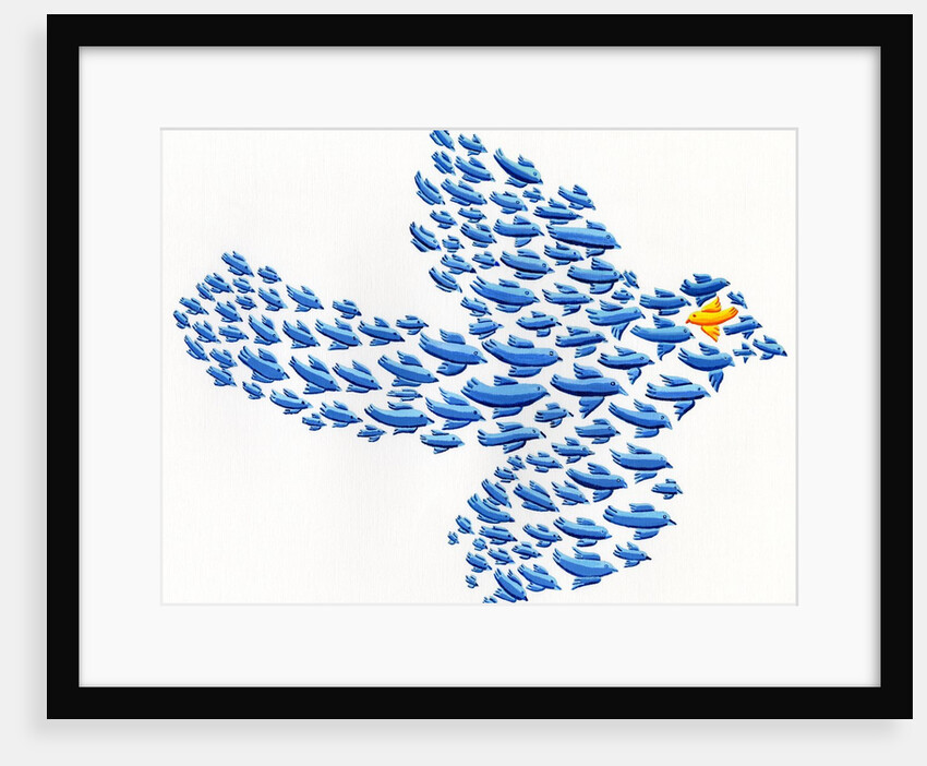 Nonconformist bird flying against the flock by Anonymous
