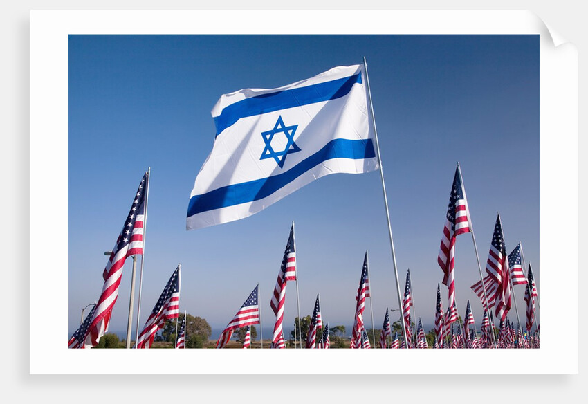 Israeli and American flags during 3000 Flags for 9-11 tribute by Anonymous