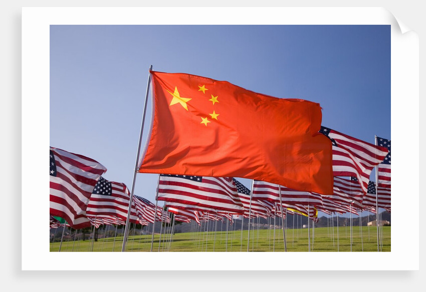 Chinese and American flags during 3000 Flags for 9-11 tribute by Anonymous