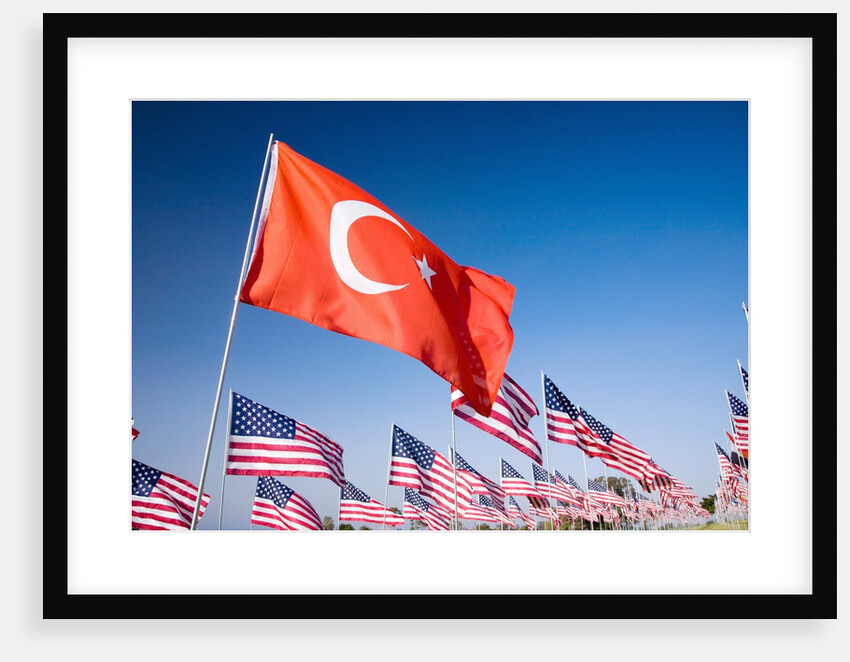 Turkish and American flags during 3000 Flags for 9-11 tribute by Anonymous