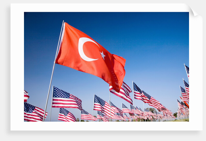 Turkish and American flags during 3000 Flags for 9-11 tribute by Anonymous