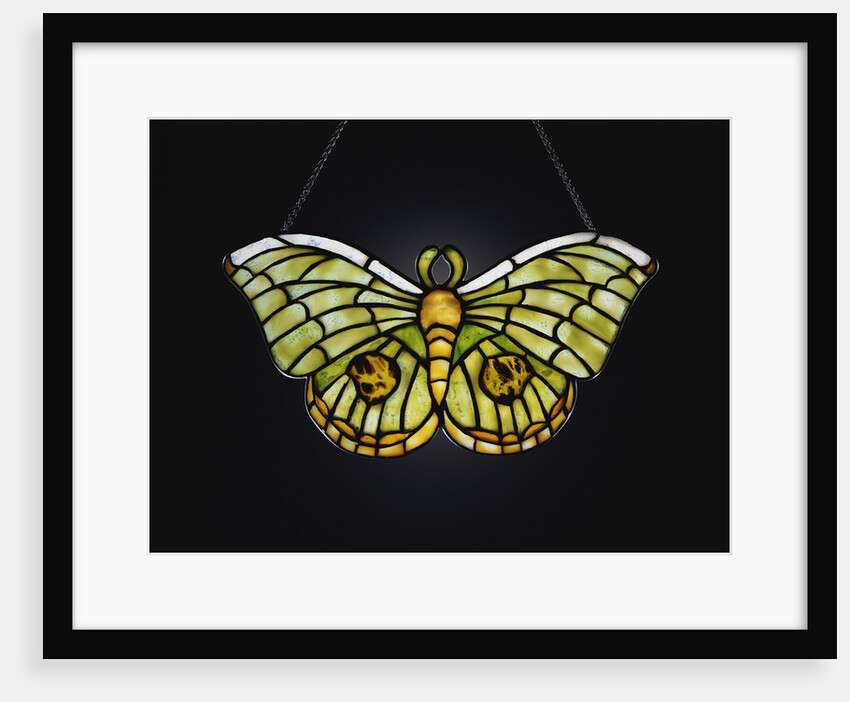 Tiffany Studios butterfly leaded glass lamp pendant with iridescent Favrile glass by Anonymous