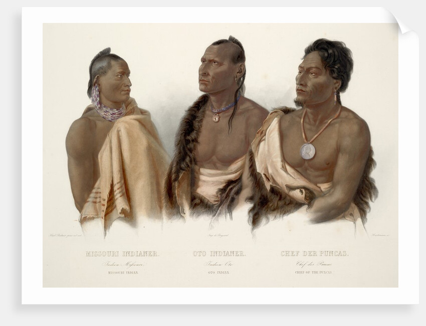 Missouri Indian, Oto Indian, Chief of the Puncas by Karl Bodmer