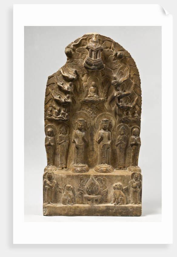 Northern Qi Dynasty stele with Twin-Bodhisattvas by Anonymous