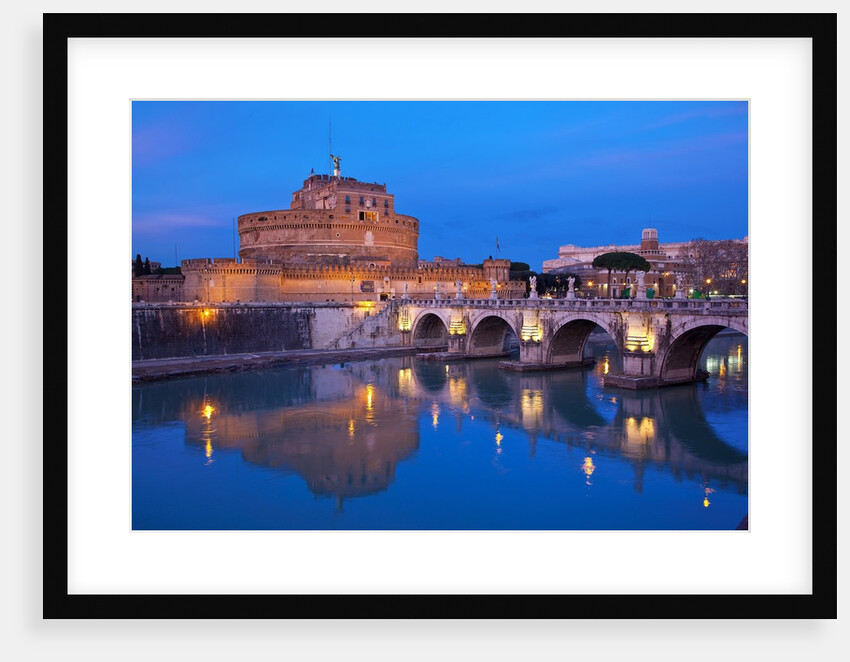 Sant'Angelo Bridge and Castel Sant'Angelo at night by Anonymous