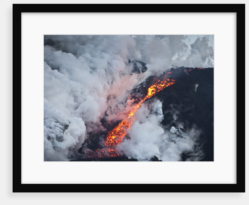 Steam and lava from eruption at Eyjafjallajokull glacier by Anonymous