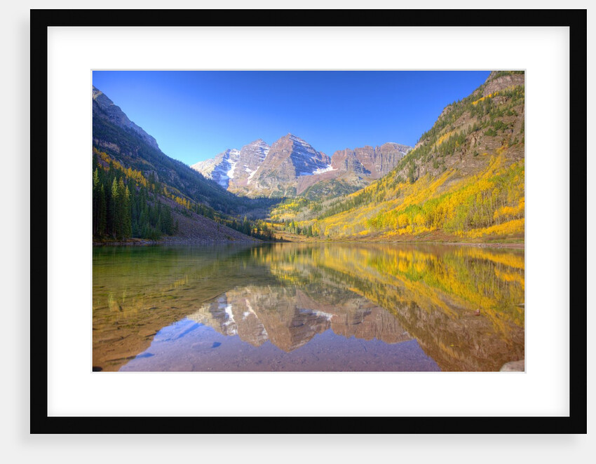 Maroon Bells with changing aspen leaves, Aspen, Colorado by Anonymous