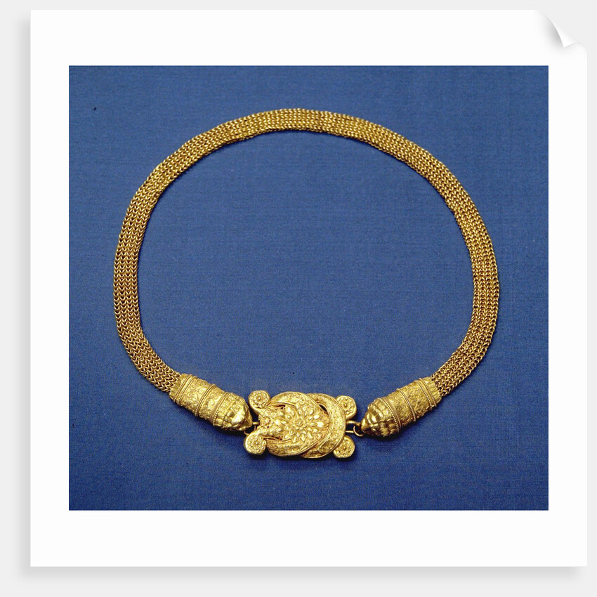 Greek gold chain band with Herakles knot by Anonymous