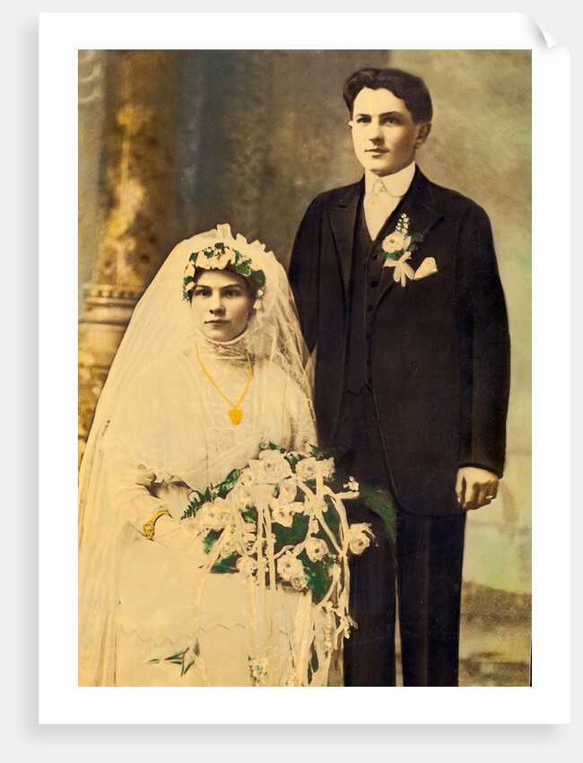 Husband and wife in a wedding portait, ca. 1916 by Anonymous