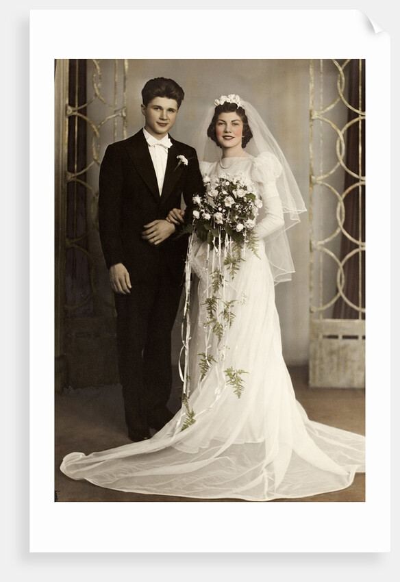 Wedding portrait of bride and groom, ca. 1939 by Anonymous