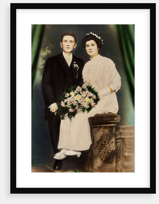 Husband and wife in a colorized portrait, ca. 1919 by Anonymous