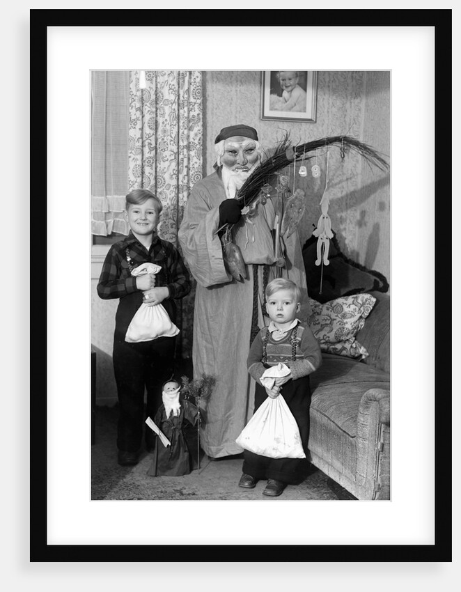 St. Nick visits with two German brothers, ca. 1948 by Anonymous