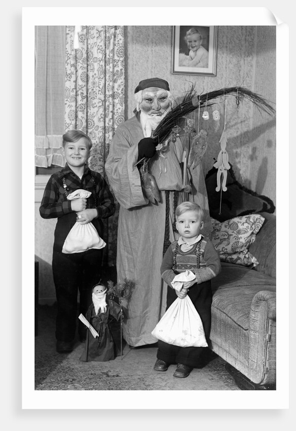 St. Nick visits with two German brothers, ca. 1948 by Anonymous