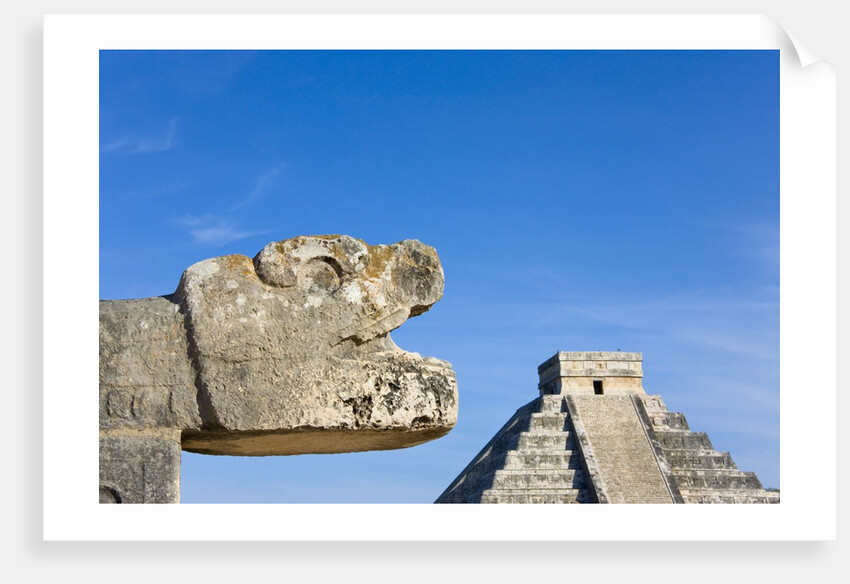 Pyramid of Kulkulcan and sculpture at Chichen Itza by Anonymous