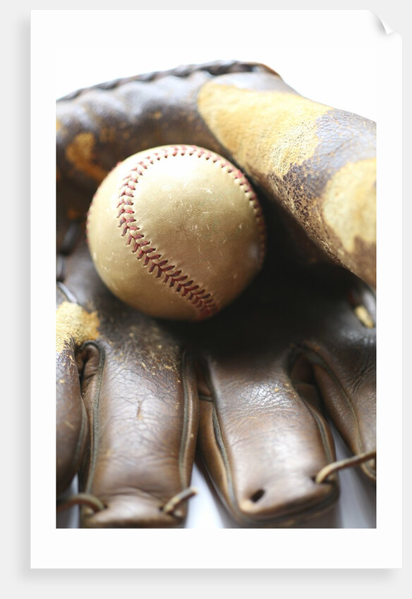 Baseball in glove by Anonymous