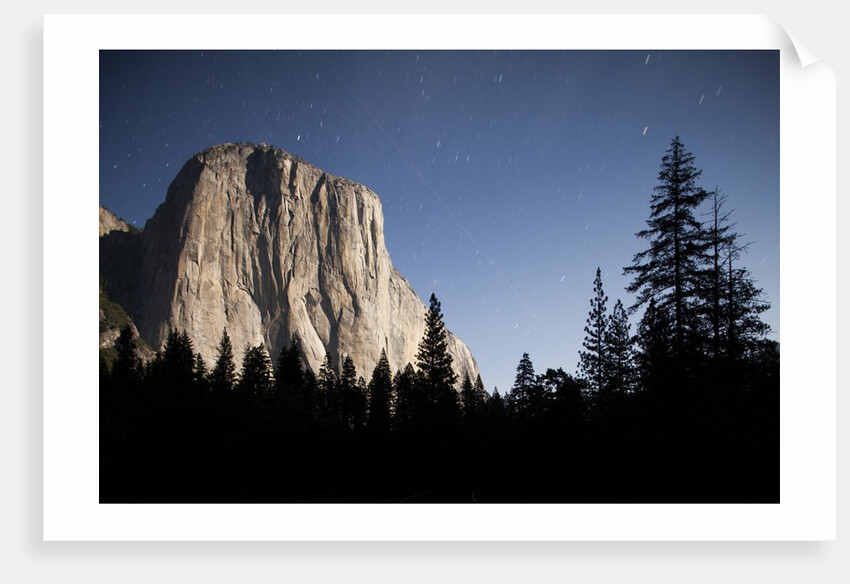 Night View of El Capitan, illuminated by a full moon by Anonymous