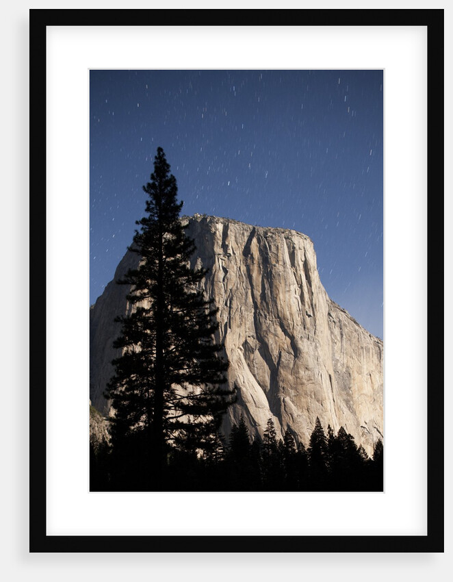 Night View of El Capitan, illuminated by a full moon by Anonymous