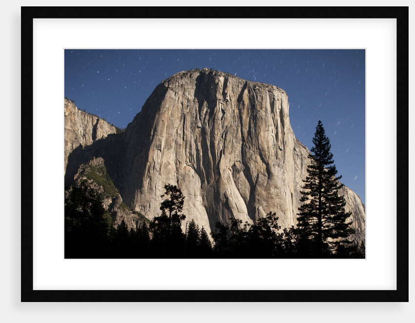 Night View of El Capitan, illuminated by a full moon by Anonymous