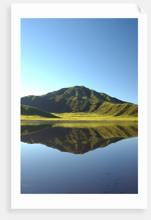Mt. Aso reflected in a calm lake, Kumamoto Prefecture, Japan by Anonymous