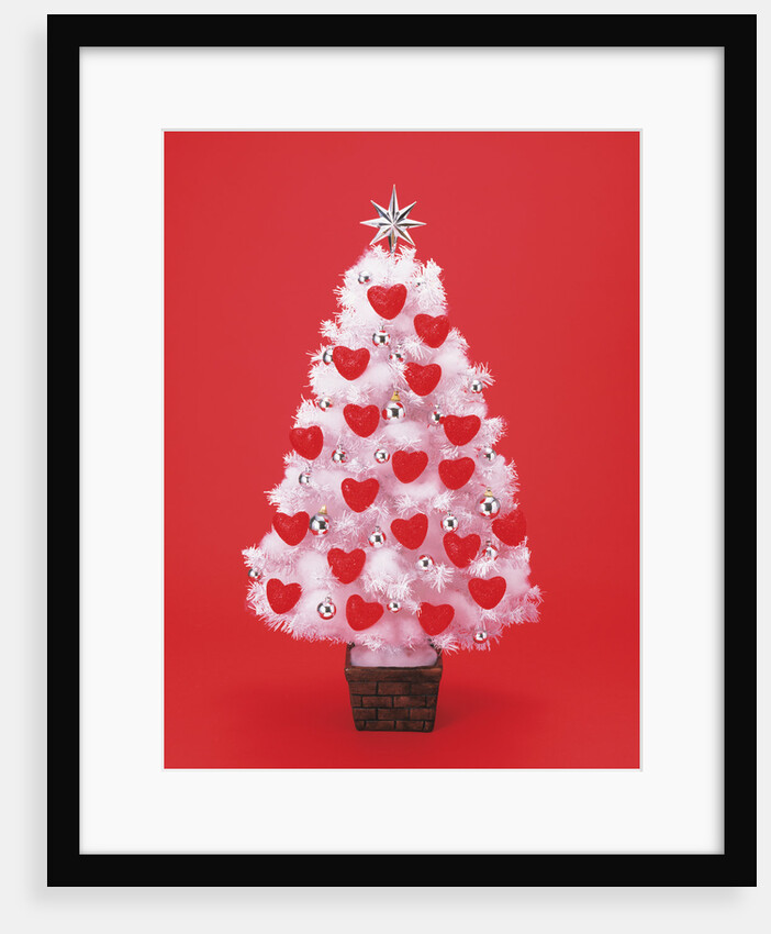 Christmas tree decorated with hearts by Anonymous