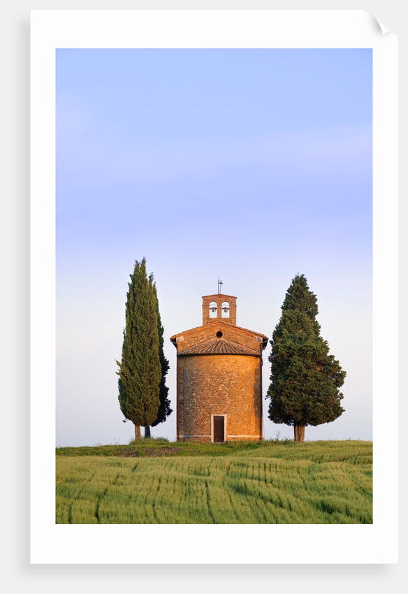 Chapel and cypress trees by Anonymous