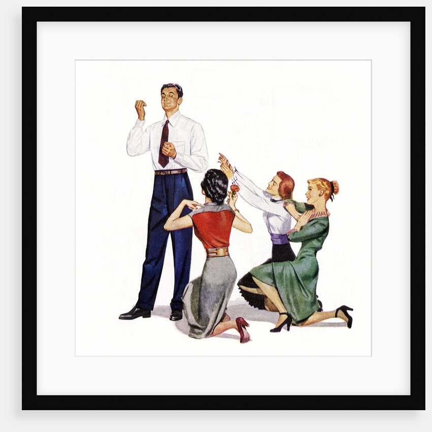 Man worshipped by three women by Anonymous