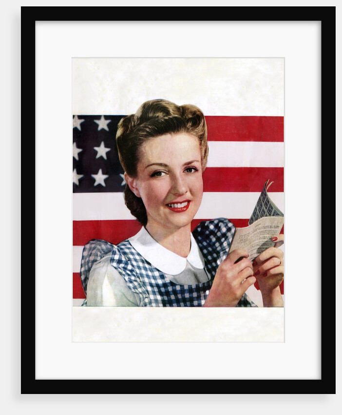 American housewife holding coupon booklet by Anonymous