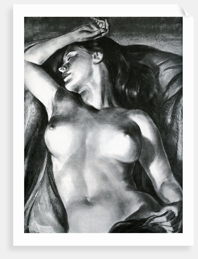 Nude woman lying down by Anonymous