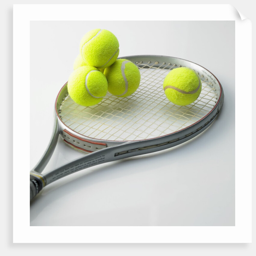 A tennis racket and balls by Anonymous