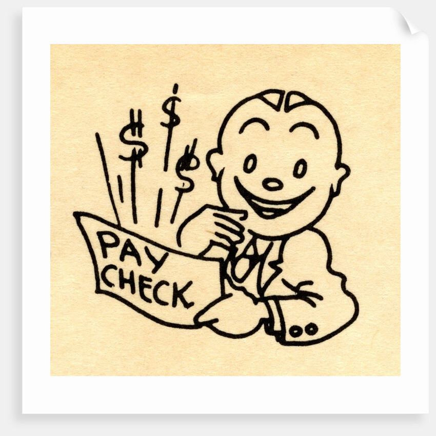 Happy employee holding paycheck by Anonymous