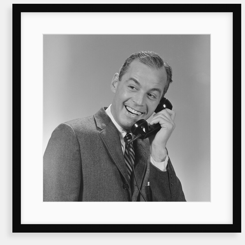 Smiling business man telephone conversation by Anonymous