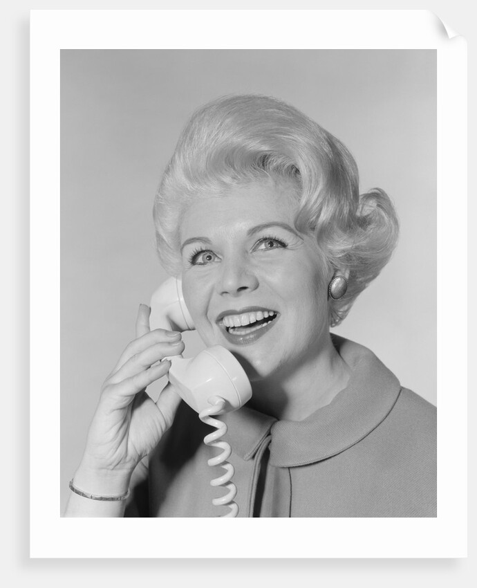 Portrait smiling stylish woman talking on telephone by Anonymous