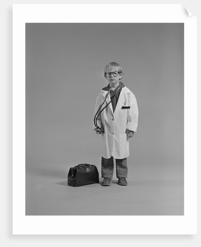 Boy dressed as medical doctor by Anonymous