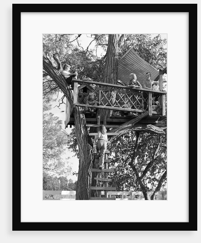 Kids playing in tree house by Anonymous