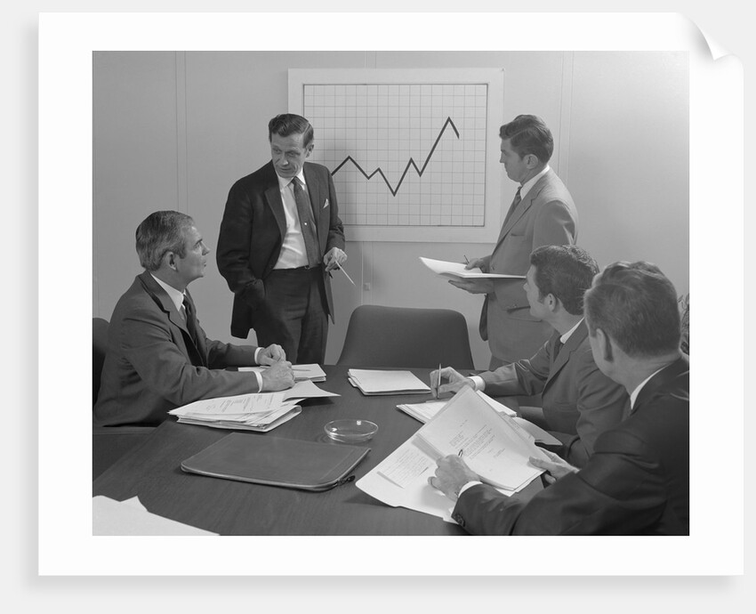 5 executive businessmen meeting with sales chart graphic by Anonymous
