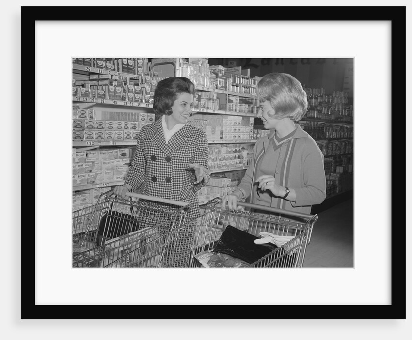 Two women talking shopping supermarket by Anonymous