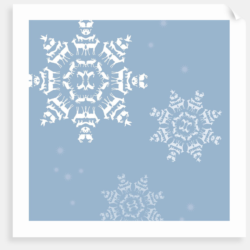 Snowflakes formed by silhouettes of animals by Anonymous