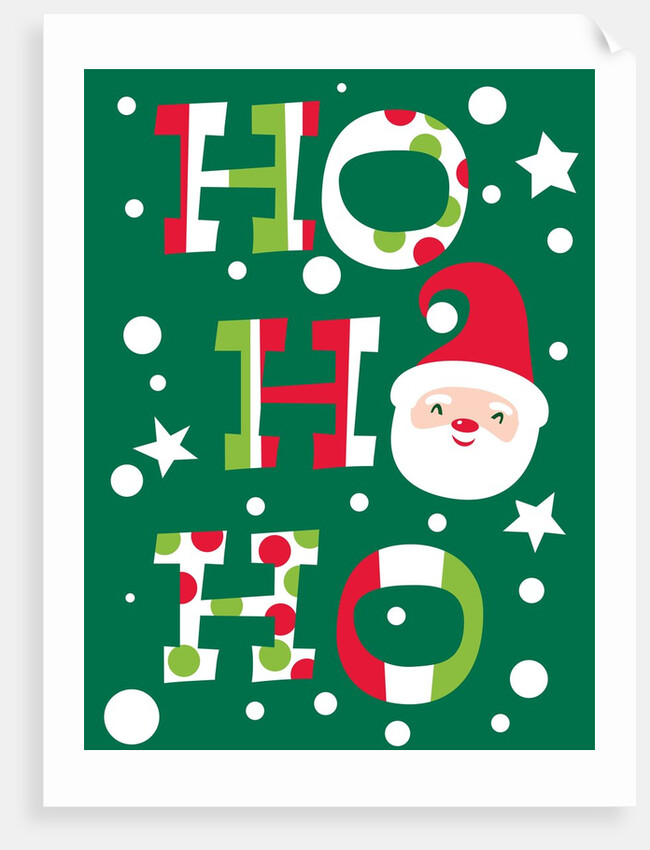 A Christmas based illustration with the words Ho Ho Ho and an image of Santas face replacing one of the Os by Anonymous