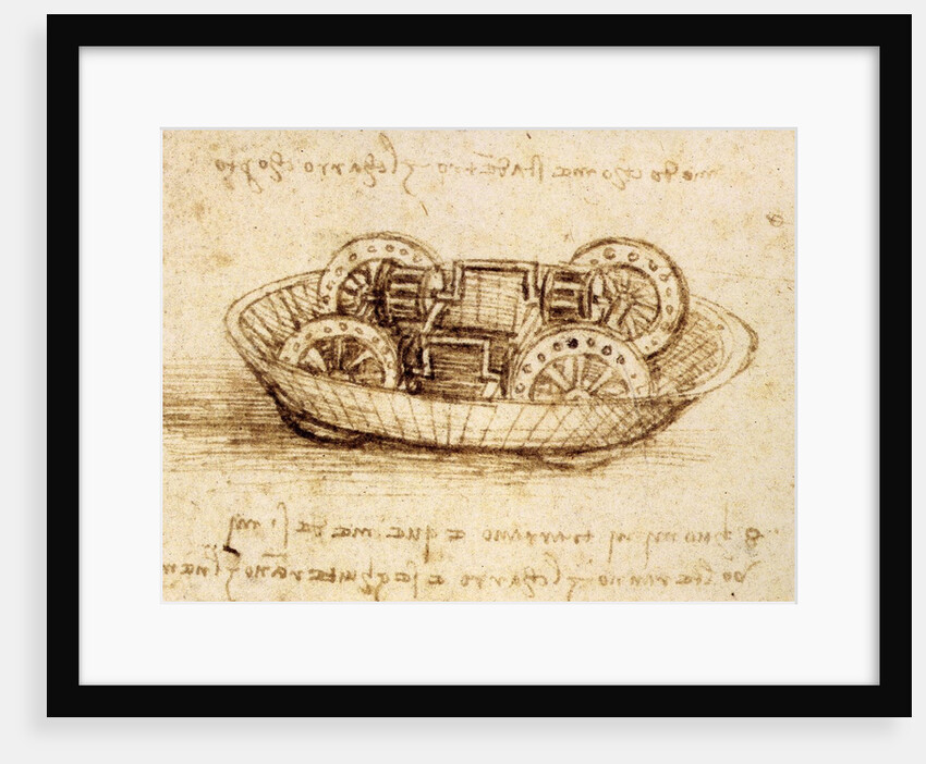 Drawing of tank-like vehicle by Leonardo da Vinci