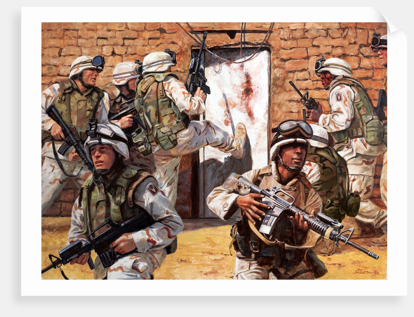 American Guardsmen raiding insurgent stronghold by Anonymous