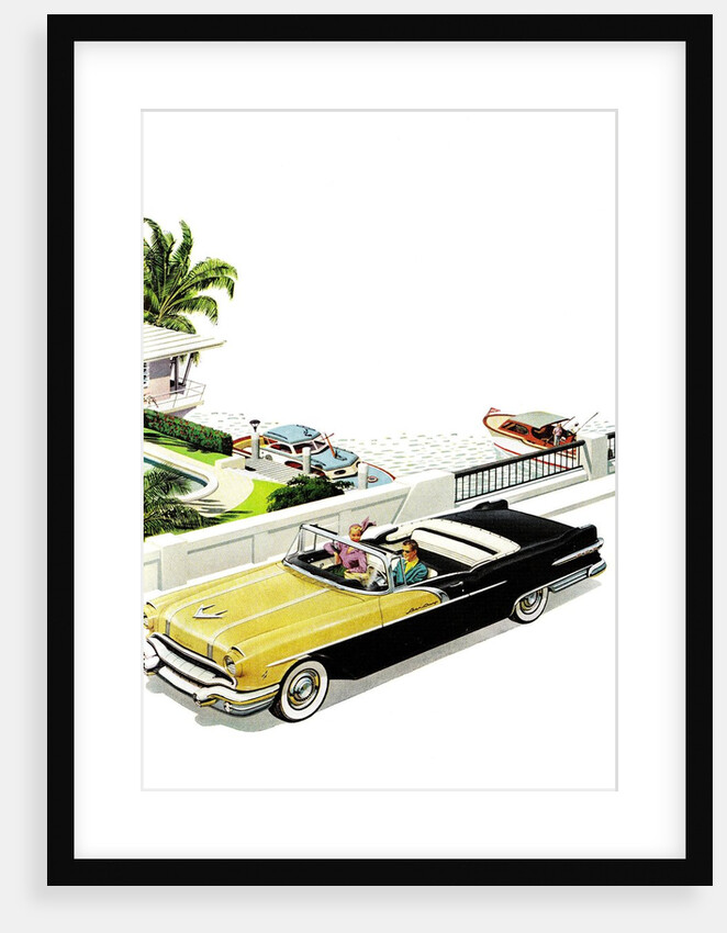 1950s couple in convertible by Anonymous