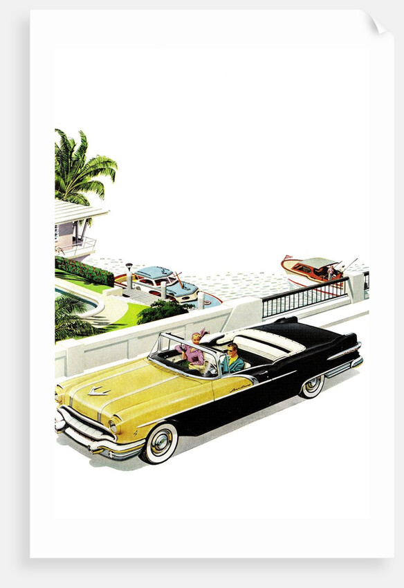 1950s couple in convertible by Anonymous