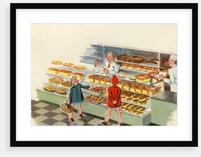 Boy and girl shopping at bakery by Anonymous