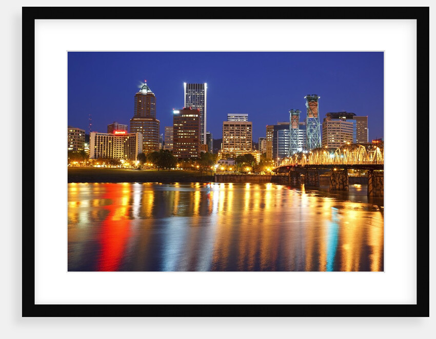 Portland, Oregon and Willamette River at dawn by Anonymous