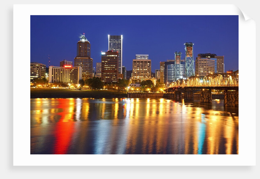 Portland, Oregon and Willamette River at dawn by Anonymous