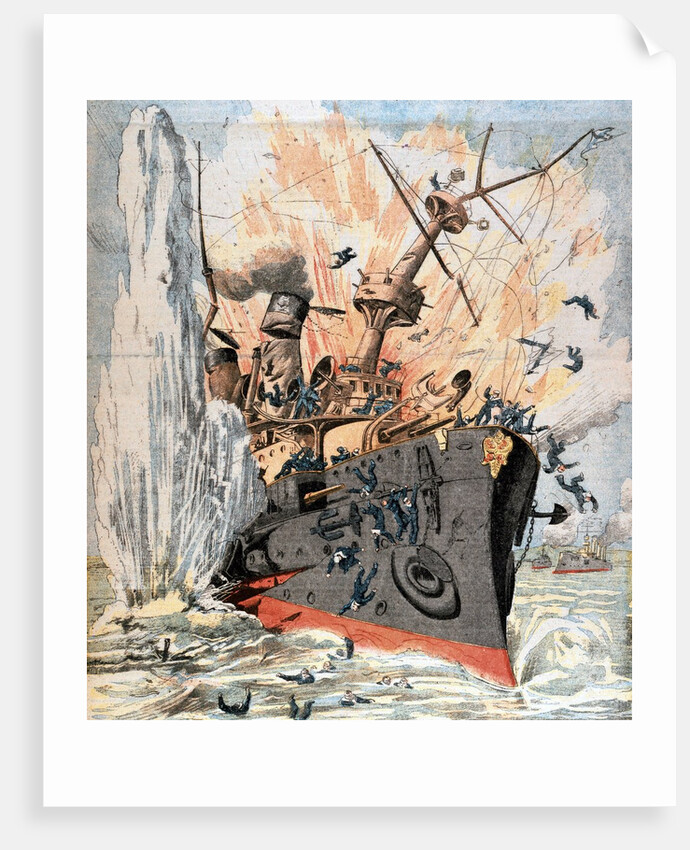 Russian ship sunk by Japanese torpedo during Russo-Japanese War by Anonymous